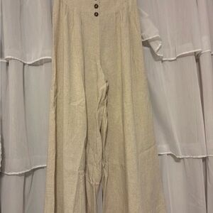 Sienna Sky Beige Wide-Leg Pants
